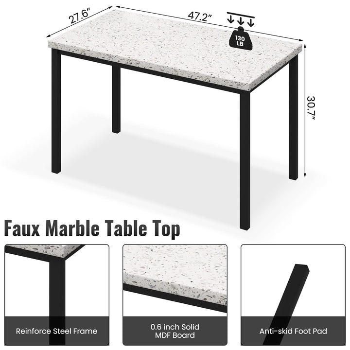 Hooseng 4-Piece Space Saving Kitchen Table with Faux Marble Top and Leather Chairs, Perfect for Small Spaces