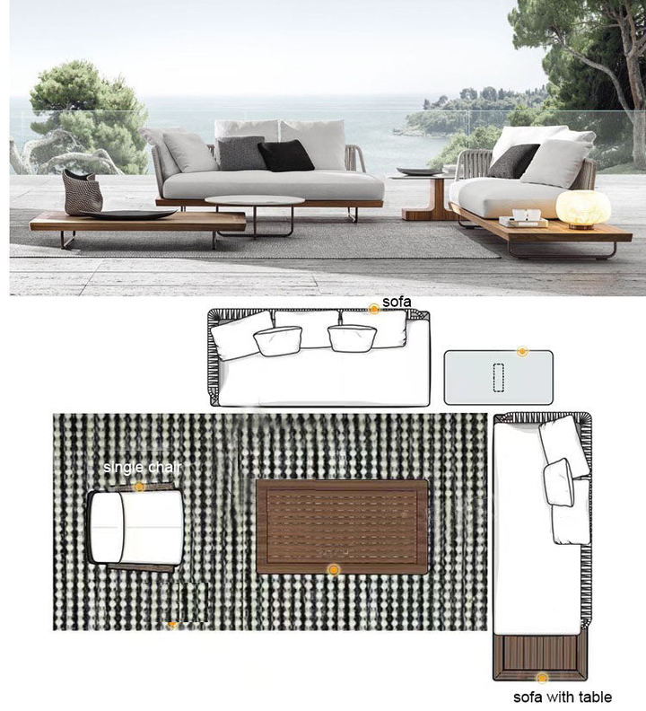 Irta Teak & Rattan Outdoor Sectional Set