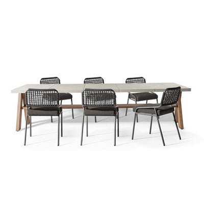 7Pcs Modern Outdoor Dining Set Aluminum Rattan Chair