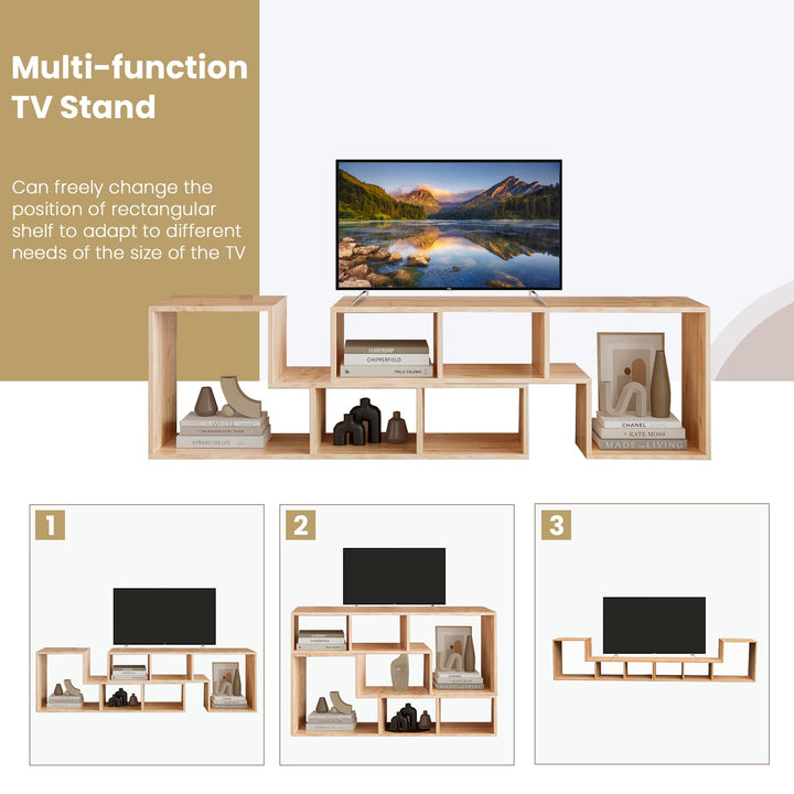L-shaped TV Console Stand with 2-tier Shelf Bookcase