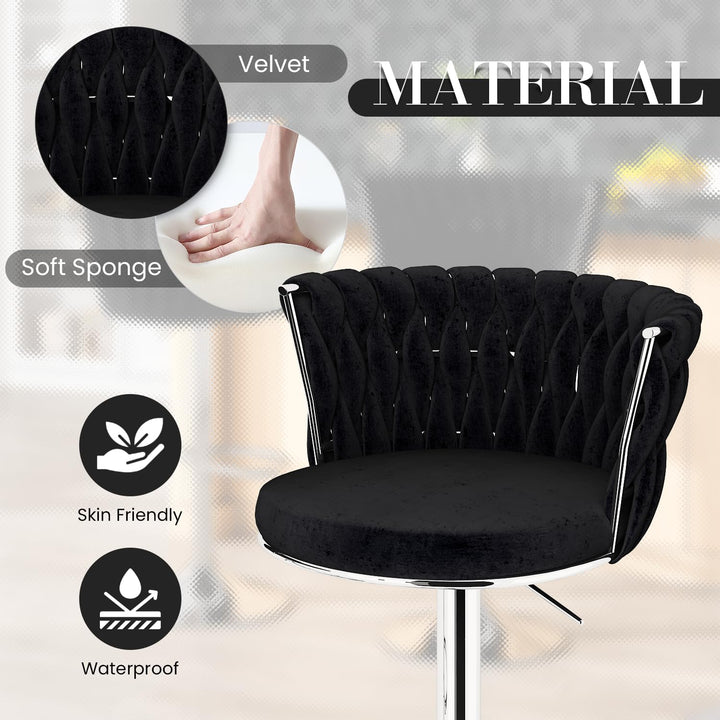 Modern Swivel Velvet Bar Stools Set of 4