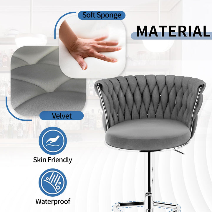 Modern Swivel Velvet Bar Stools Set of 4