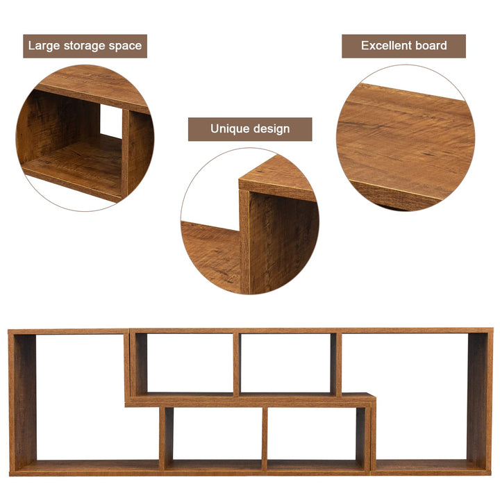 L-shaped TV Console Stand with 2-tier Shelf Bookcase