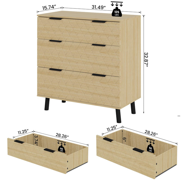 Modern 3 Drawer Dressers Chests of Drawers