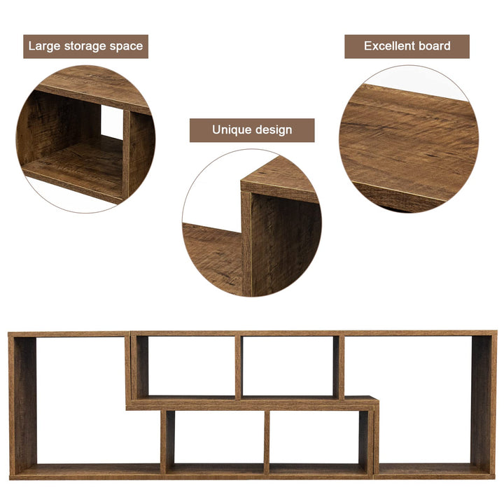 L-shaped TV Console Stand with 2-tier Shelf Bookcase