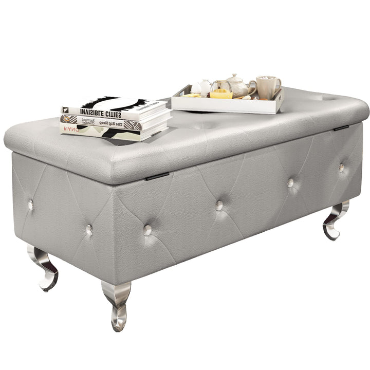 Velvet Ottoman with Storage