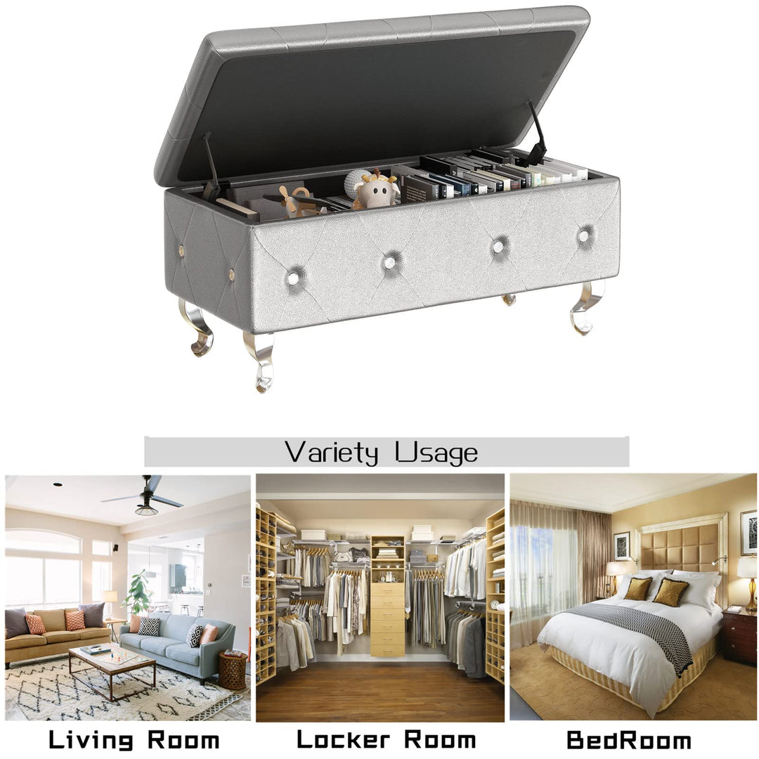 Velvet Ottoman with Storage