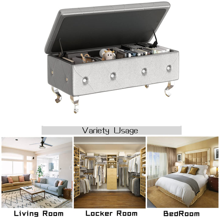 Velvet Ottoman with Storage