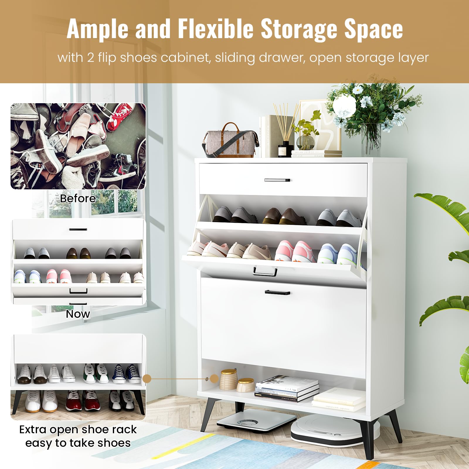 ブリーフィング　SEPARATE SHOES CASE 1000D Lamerge Shoe Storage Cabinet for Entryway, Free Standing