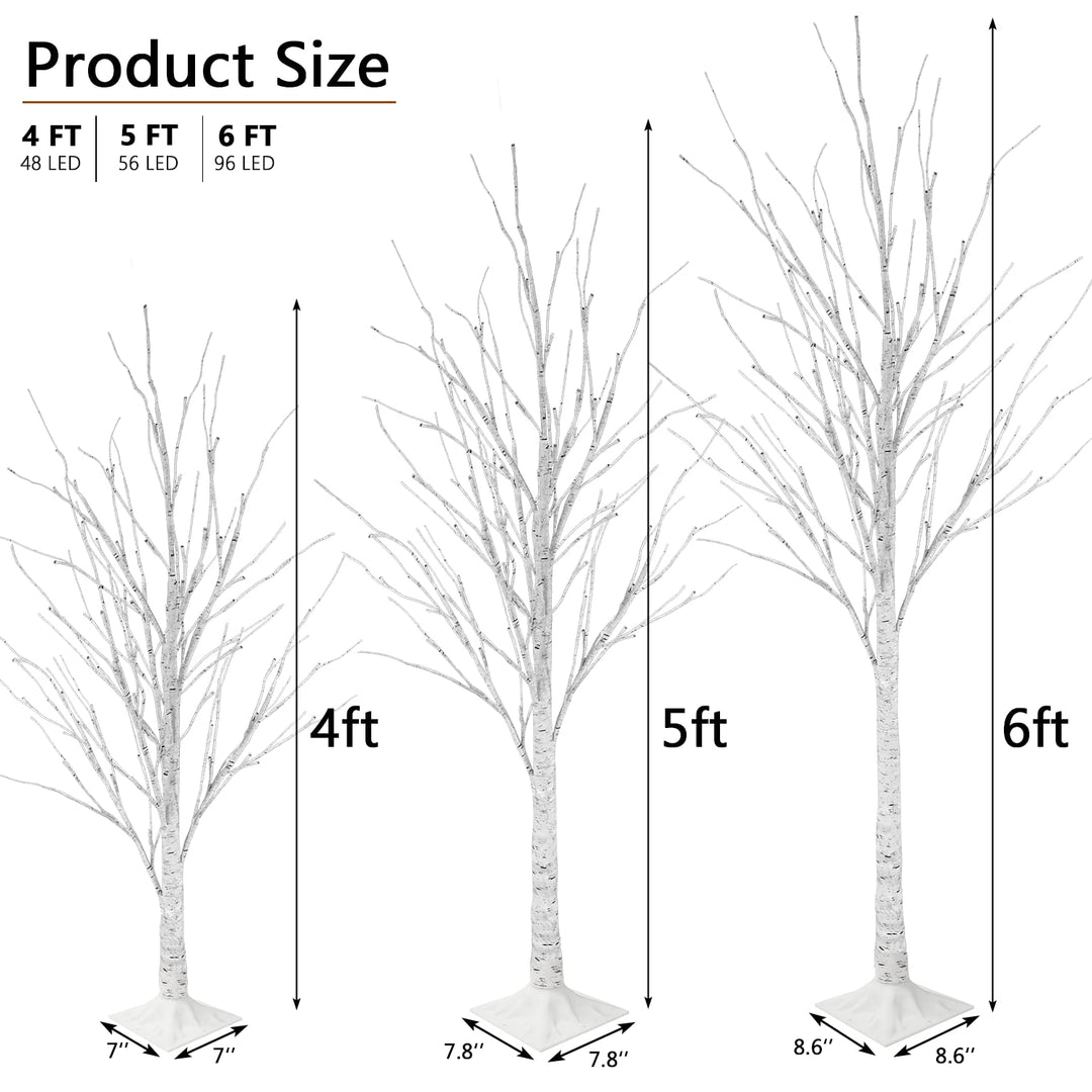 Hooseng Lighted Tree 4FT, 5FT and 6FT, Pack of 3, Fairy Light Tree Lamp Artificial Tree for Festival, Party, Christmas Decoration, Indoor and Outdoor Use, Warm White