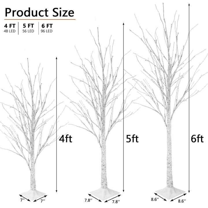 Hooseng Lighted Tree 4FT, 5FT and 6FT, Pack of 3, Fairy Light Tree Lamp Artificial Tree for Festival, Party, Christmas Decoration, Indoor and Outdoor Use, Warm White
