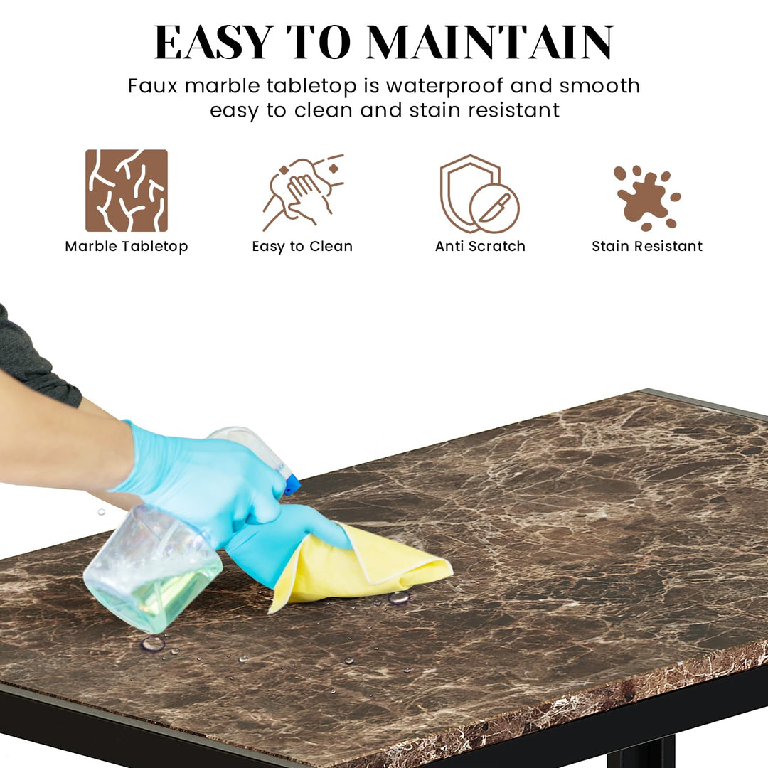 Faux Marble Table Dining Table Set for 4