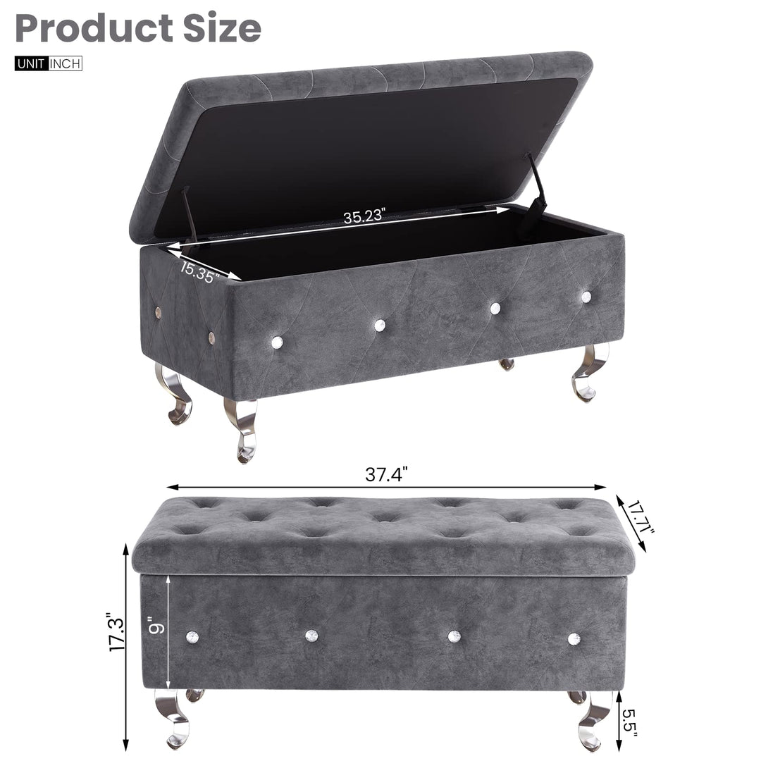 Velvet Ottoman with Storage