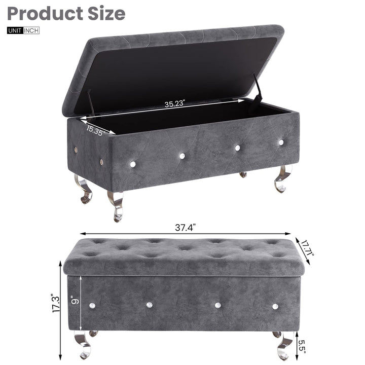 Velvet Ottoman with Storage