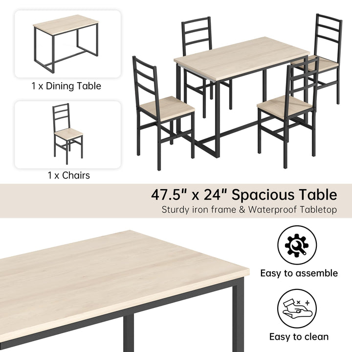 5-Piece Dining Room Table Set with 4 Backrest Chairs