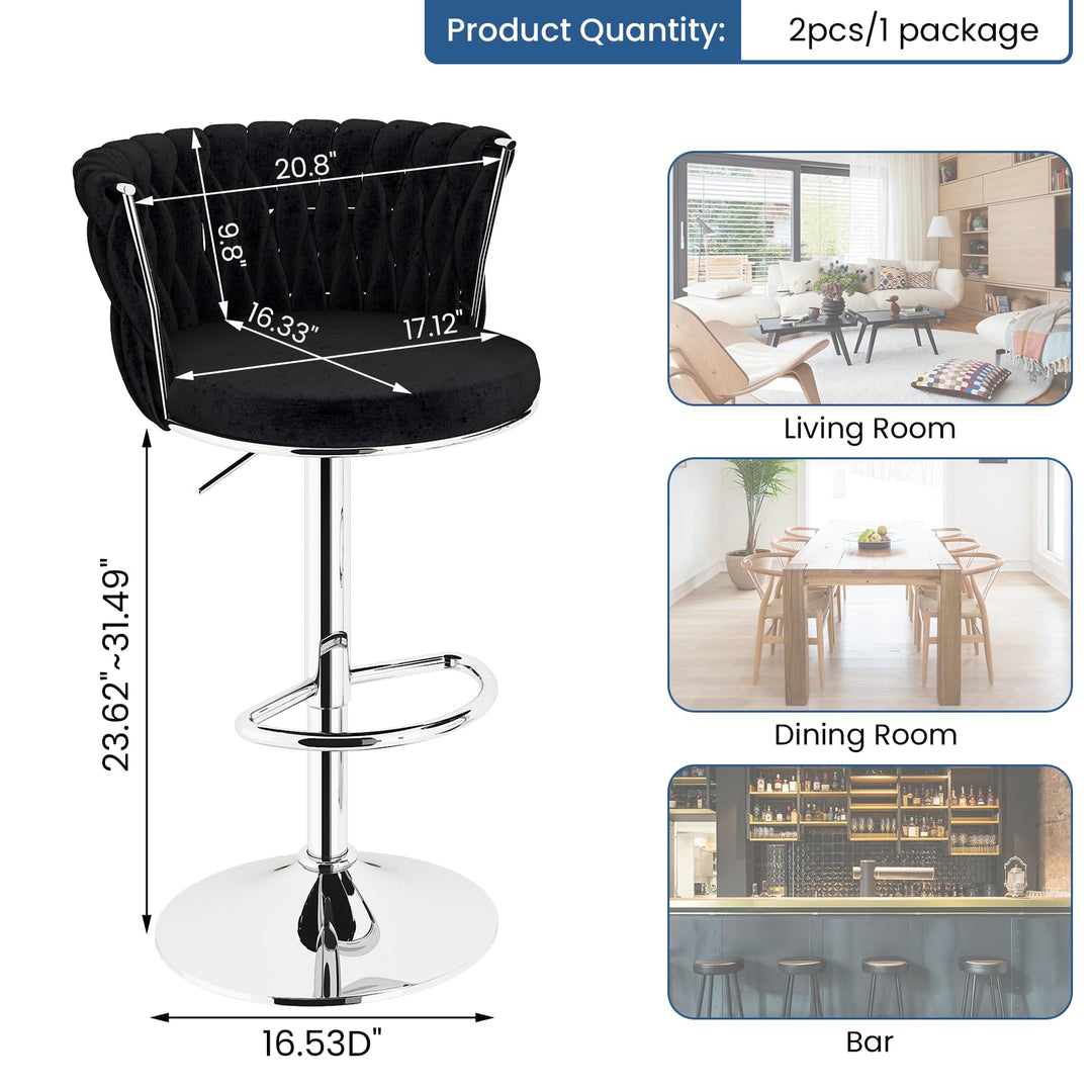 Modern Swivel Velvet Bar Stools Set of 4