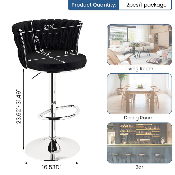 Modern Swivel Velvet Bar Stools Set of 4
