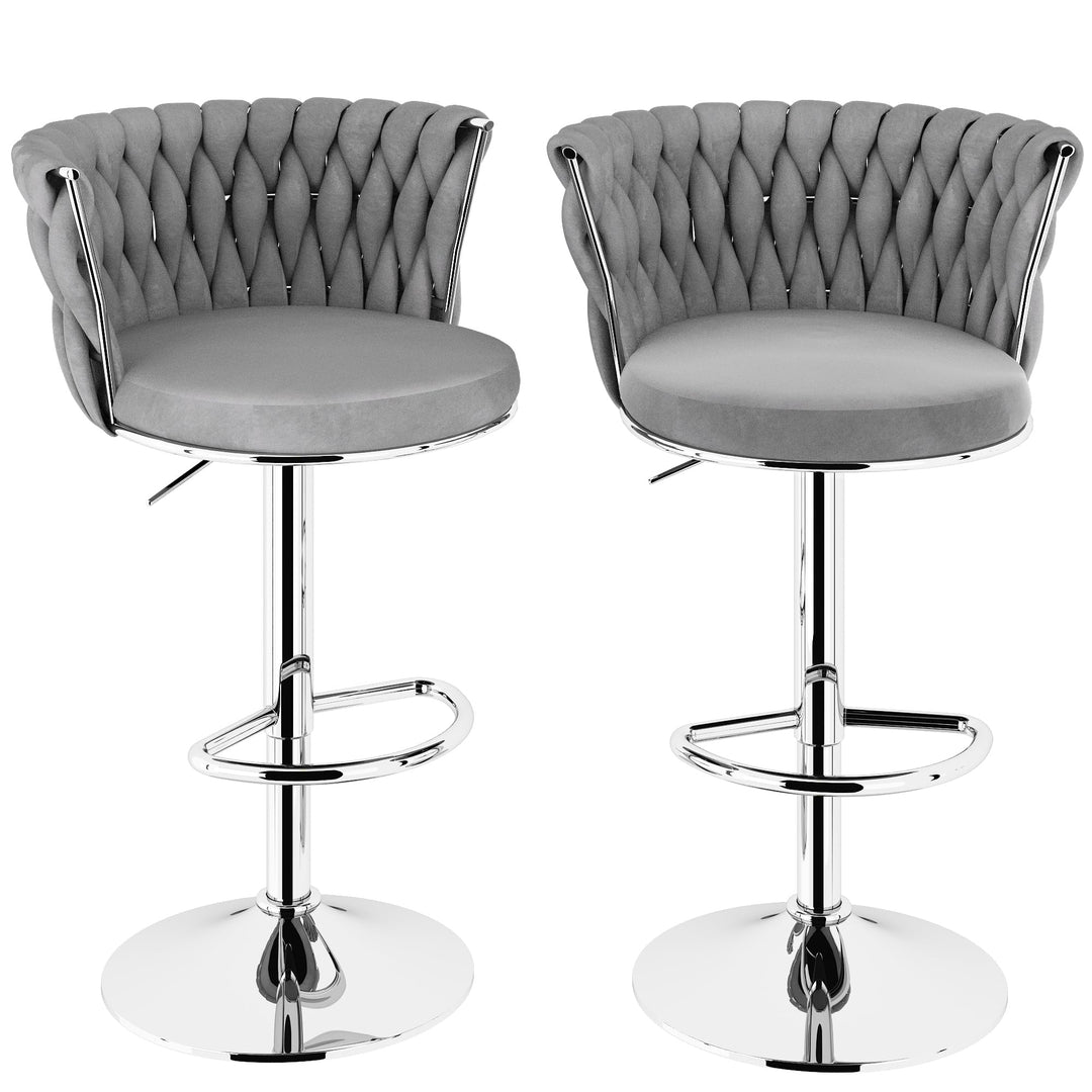 Modern Swivel Velvet Bar Stools Set of 4