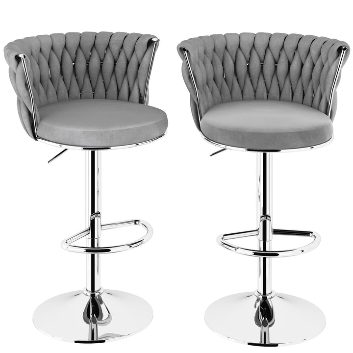 Modern Swivel Velvet Bar Stools Set of 4