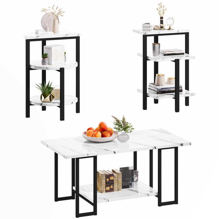 Faux Marble Coffee Table Set of 3
