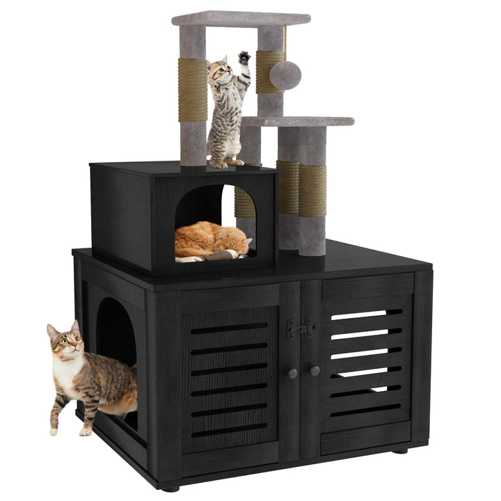 Cat Tree with Cat Litter Box Enclosure