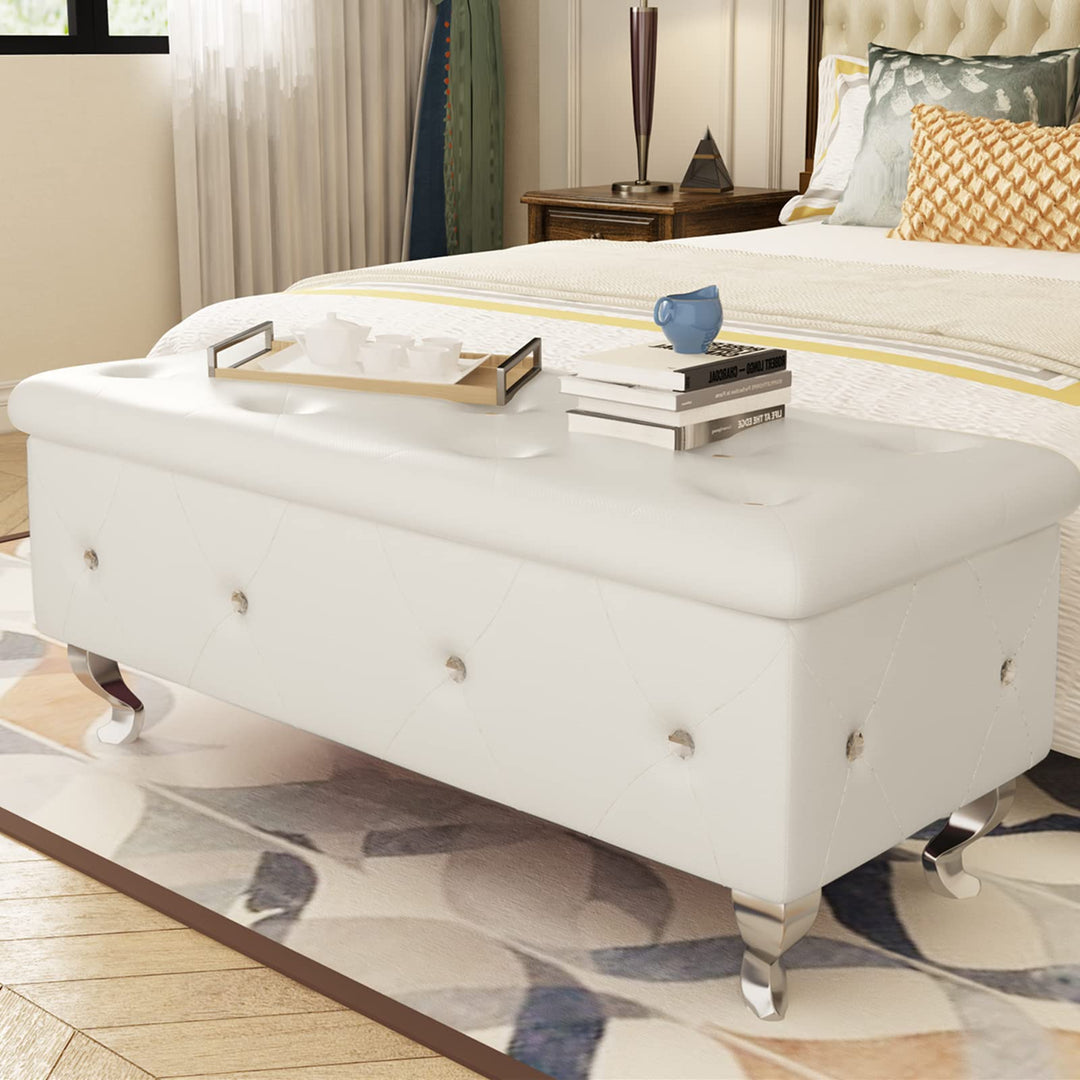 Velvet Ottoman with Storage
