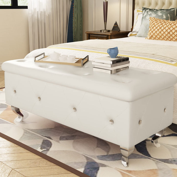 Velvet Ottoman with Storage