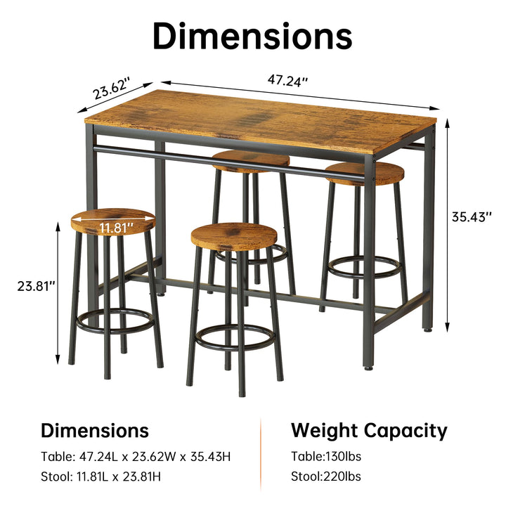4-Piece Bar Height Dining Table Set