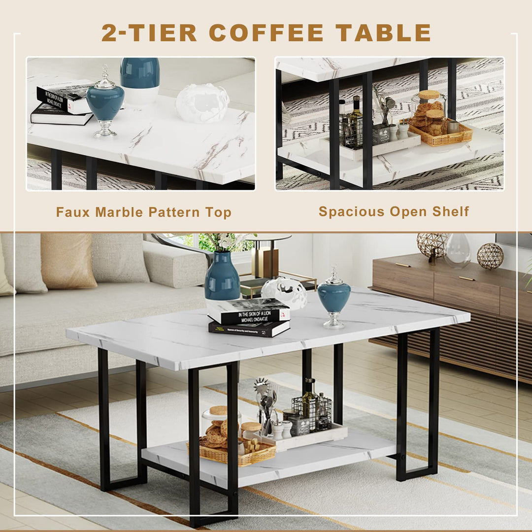 3 Pieces Industrial Living Room Table Set