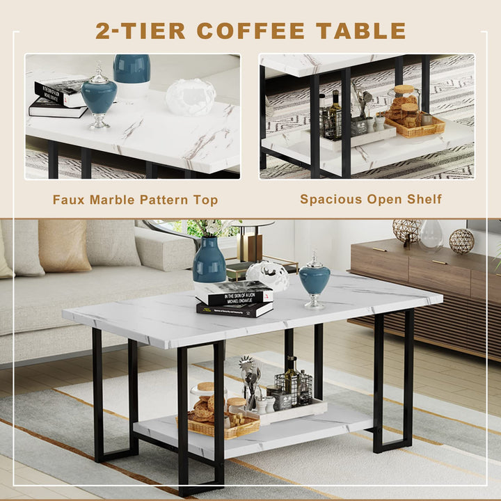 3 Pieces Industrial Living Room Table Set
