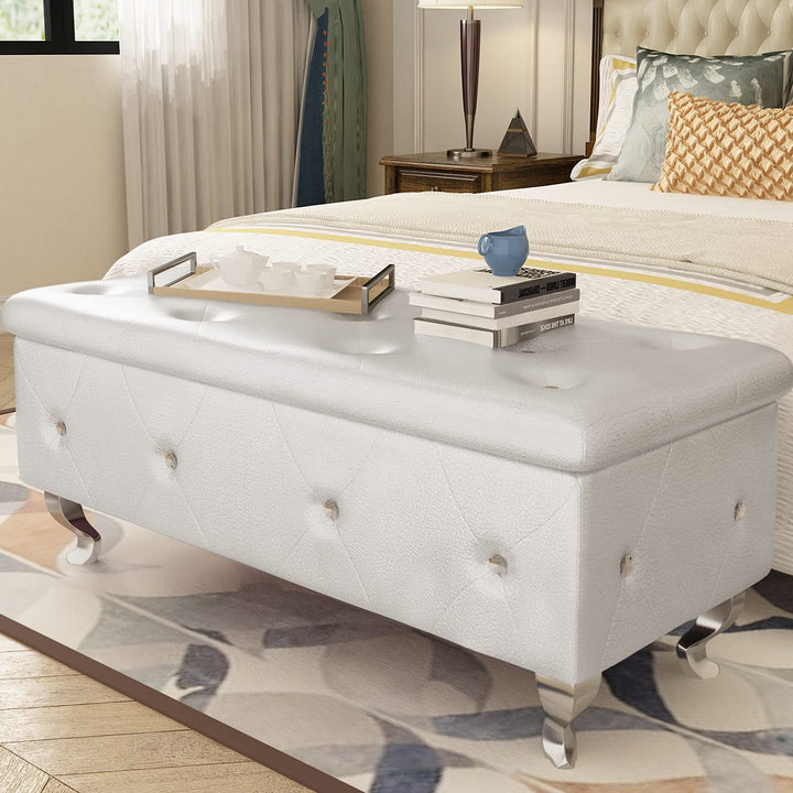 Velvet Ottoman with Storage