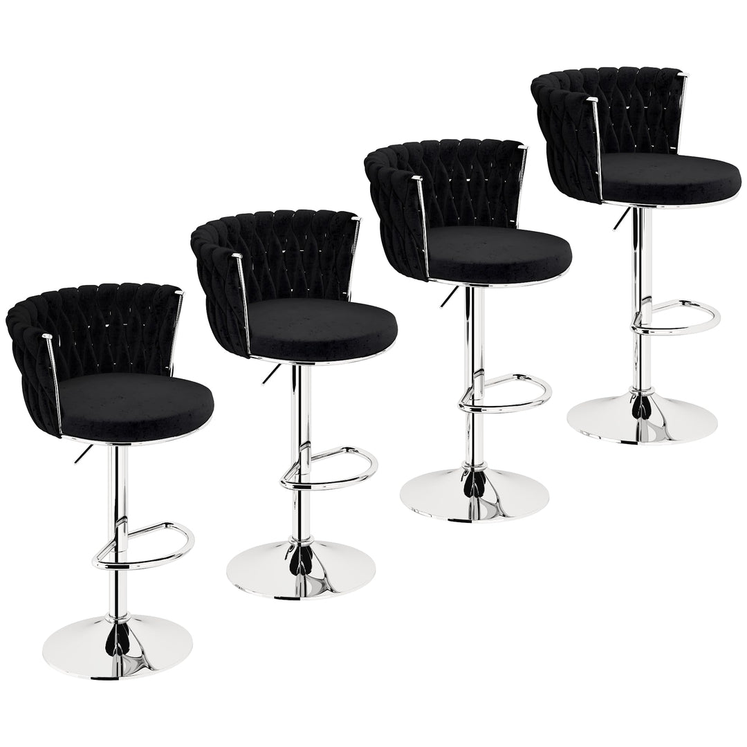 Modern Swivel Velvet Bar Stools Set of 4