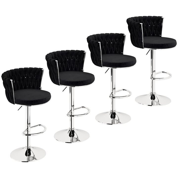 Modern Swivel Velvet Bar Stools Set of 4