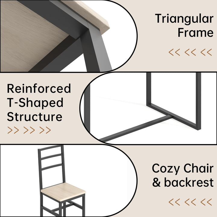 5-Piece Dining Room Table Set with 4 Backrest Chairs