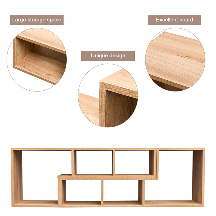 L-shaped TV Console Stand with 2-tier Shelf Bookcase