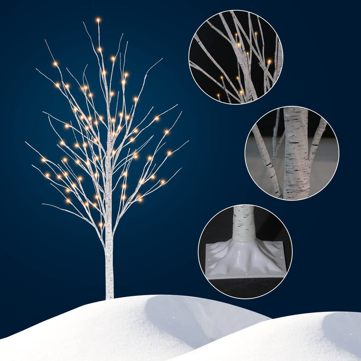 Hooseng Lighted Tree 4FT, 5FT and 6FT, Pack of 3, Fairy Light Tree Lamp Artificial Tree for Festival, Party, Christmas Decoration, Indoor and Outdoor Use, Warm White