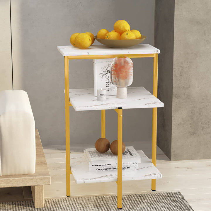 Faux Marble Coffee Table Set with 3-Tier End Table & Console Tables