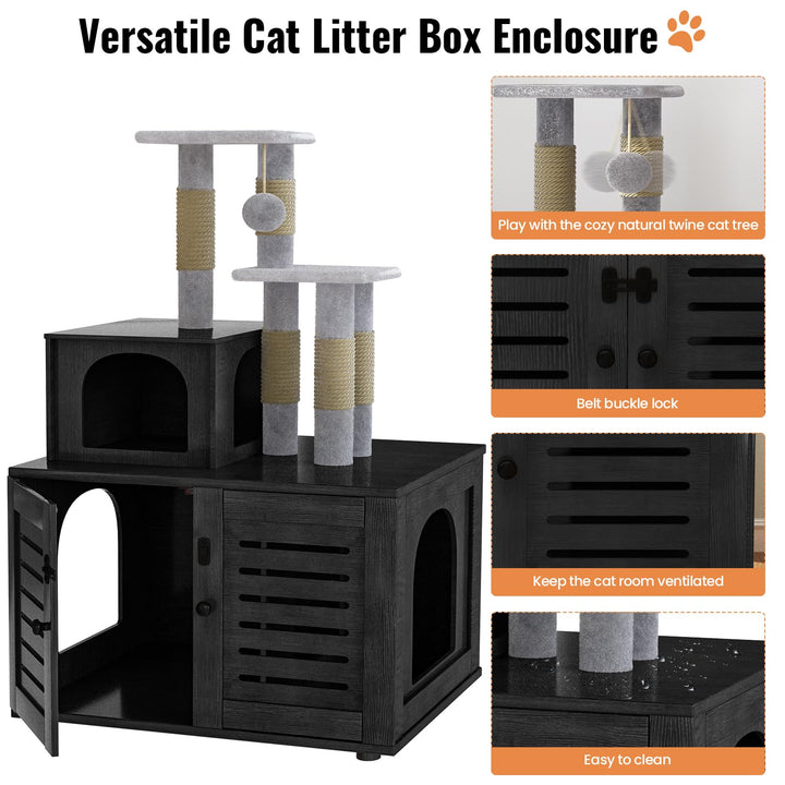 Cat Tree with Cat Litter Box Enclosure