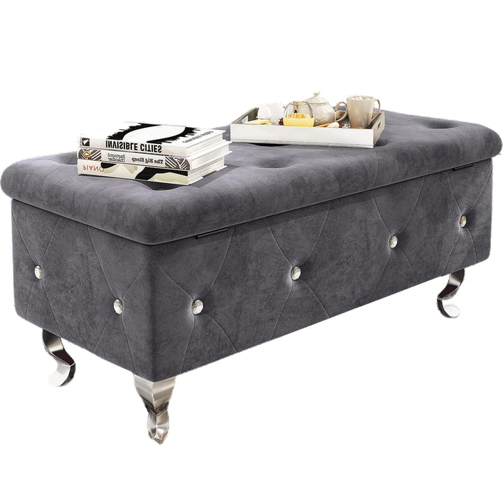 Velvet Ottoman with Storage