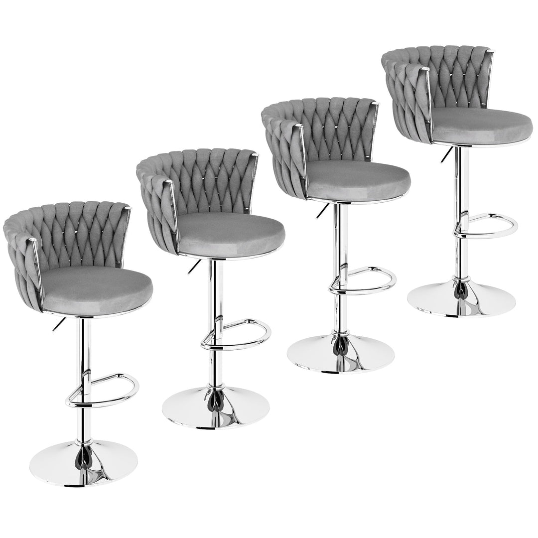 Modern Swivel Velvet Bar Stools Set of