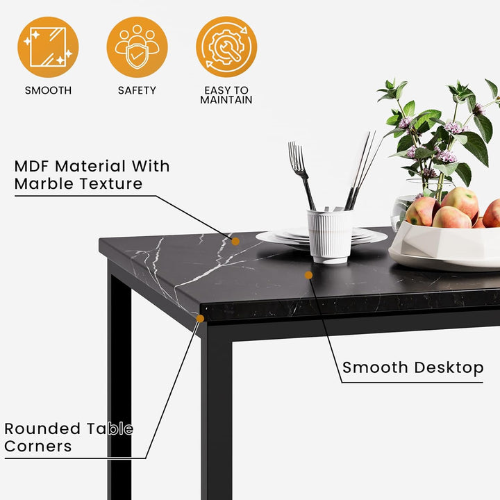 7-Piece Dining Table Set with Faux Marble Table Top