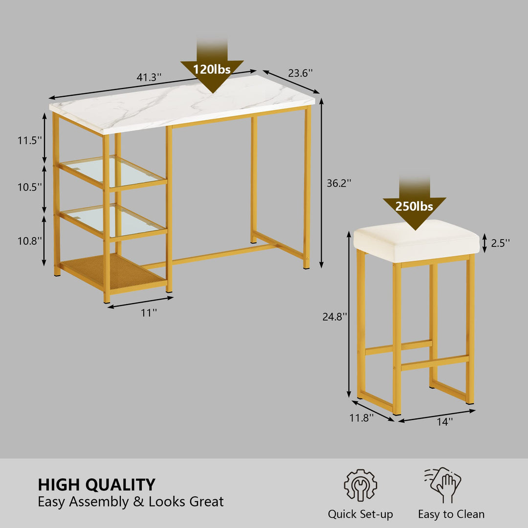 3-Piece Bar Dining Table Set with Storage