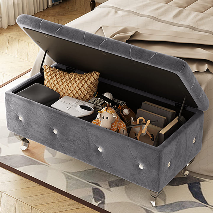 Velvet Ottoman with Storage