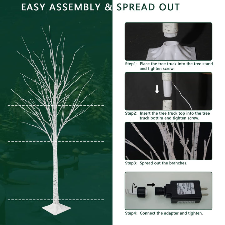 Hooseng Lighted Tree 4FT, 5FT and 6FT, Pack of 3, Fairy Light Tree Lamp Artificial Tree for Festival, Party, Christmas Decoration, Indoor and Outdoor Use, Warm White