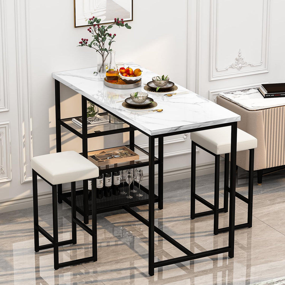 3-Piece Bar Dining Table Set with Storage