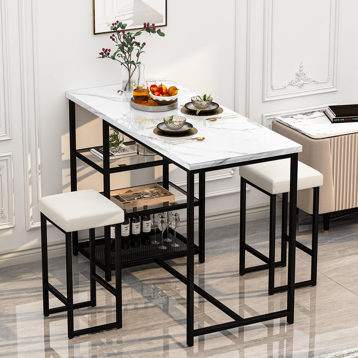 3-Piece Bar Dining Table Set with Storage