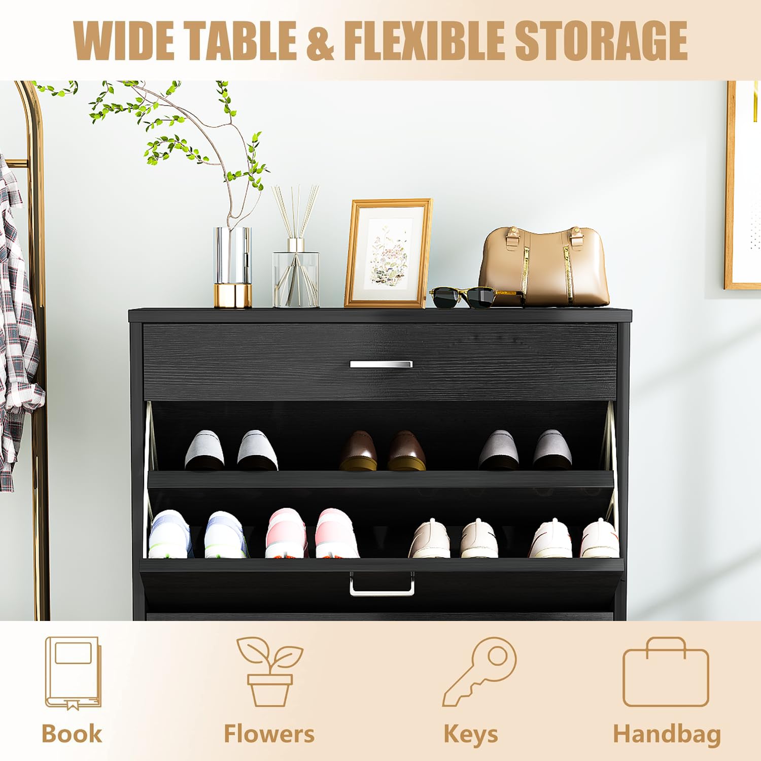 ブリーフィング　SEPARATE SHOES CASE 1000D Lamerge Shoe Storage Cabinet for Entryway, Free Standing