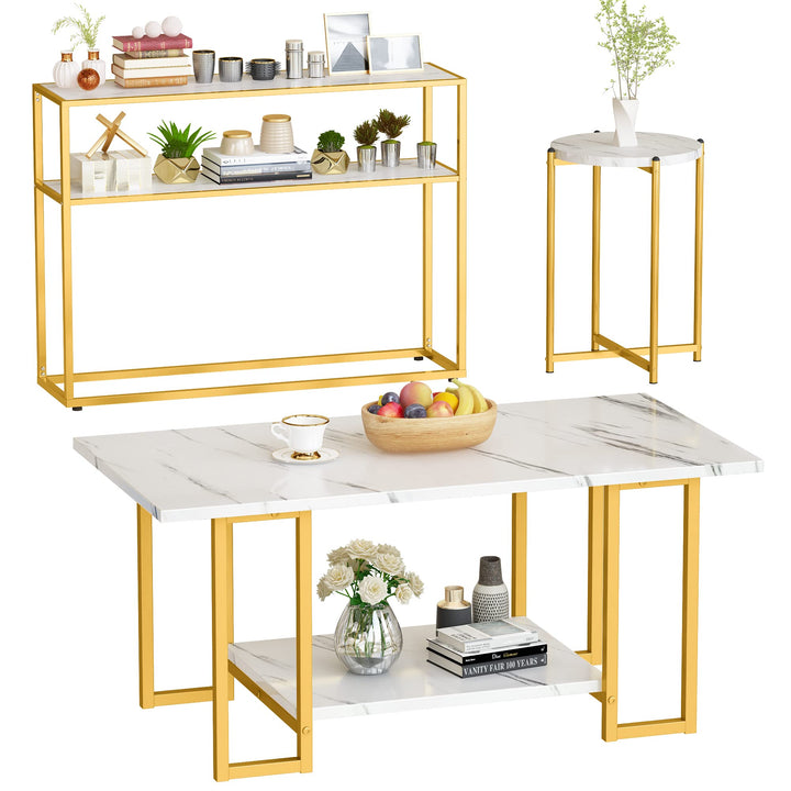 3 Pieces Industrial Living Room Table Set
