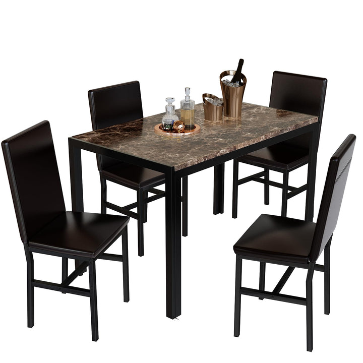 Faux Marble Table Dining Table Set for 4