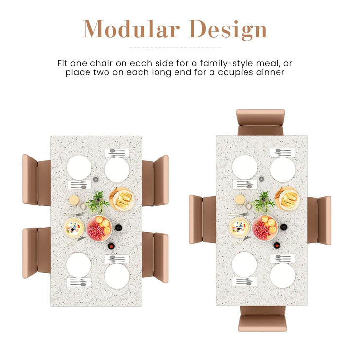 Hooseng 4-Piece Space Saving Kitchen Table with Faux Marble Top and Leather Chairs, Perfect for Small Spaces